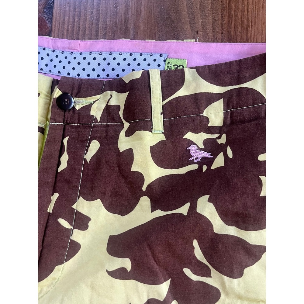 Triple Five Soul Mens Abstract Floral Camo Shorts Yellow Brown Size 32 - Picture 4 of 8